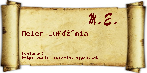 Meier Eufémia névjegykártya